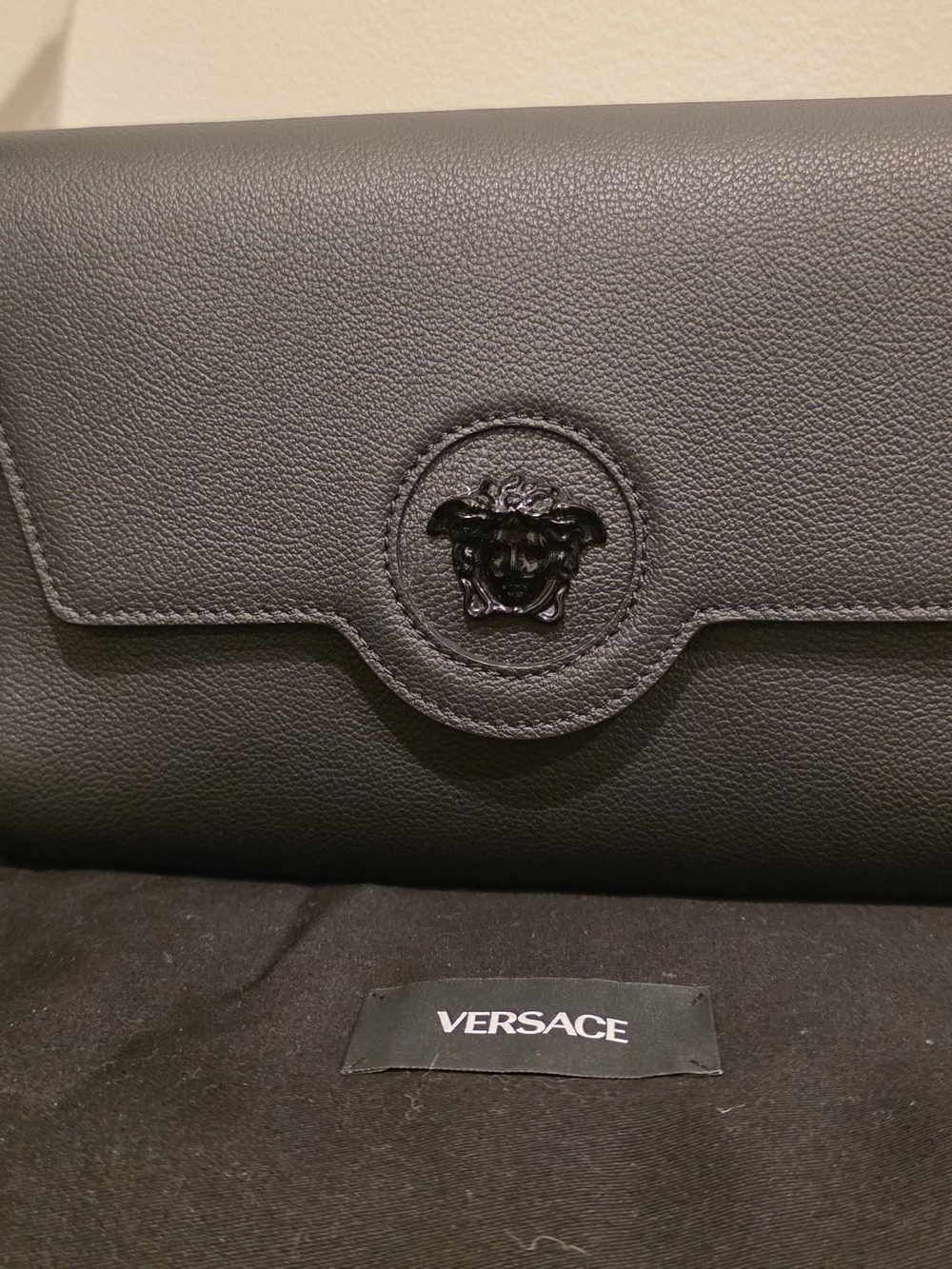 Versace La Medusa Black Leather Clutch
